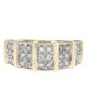 3-Row Diamond Vertical Bar Split Ring in White and Yellow Gold